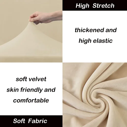 Vista 4 de OBCREAT Funda de sofá de terciopelo elástico de 3 piezas para sofá de 2 cojines, funda de sofá suave con parte inferior elástica, protector