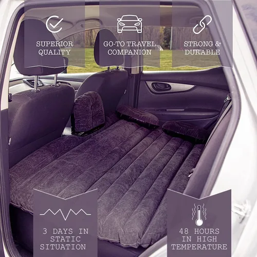 Vista 3 de ZONETECH IZone Tech - Colchón inflable de viaje para automóvil, asiento trasero, cama de campamento con 2 almohadas y kit de bomba universal