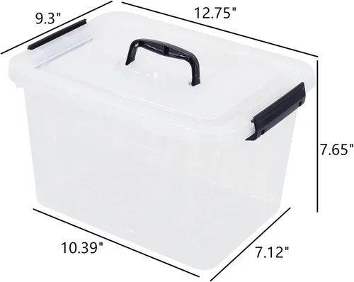 Vista 3 de Farmoon Contenedor de almacenamiento transparente de 12 cuartos de galón, caja de plástico con asa, 4 paquetes