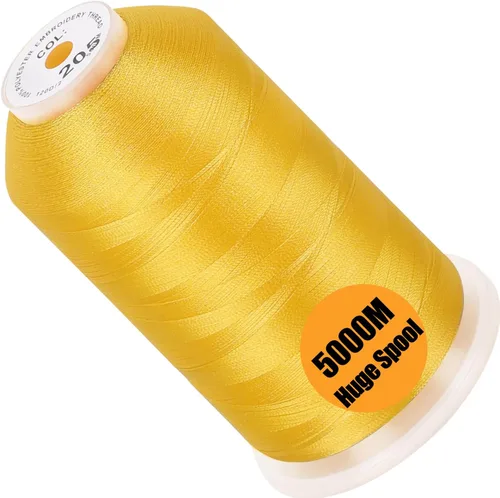 Vista 16 de New brothread - Bobina única de 5000 m de hilo de poliéster para máquina de bordar 40WT para máquinas comerciales y domésticas - Marigold