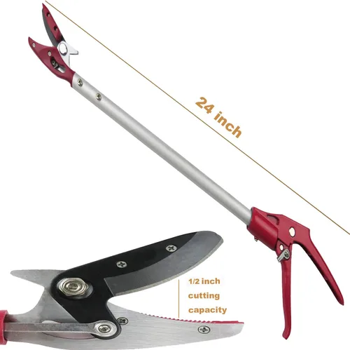 Vista 2 de Podadora de largo alcance de 2 pies y recolector de frutas con función de corte y sujeción, poste de aluminio ligero de 0.7 libras con cabezal