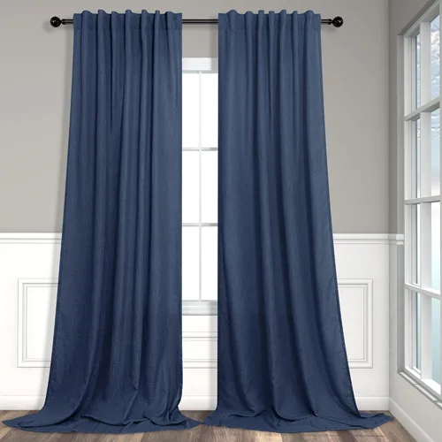 Vista 95 de Cortinas de lino natural de 108 pulgadas de largo para sala de estar, juego de 2 paneles con bolsillo para cortinero y pestaña trasera, cortinas