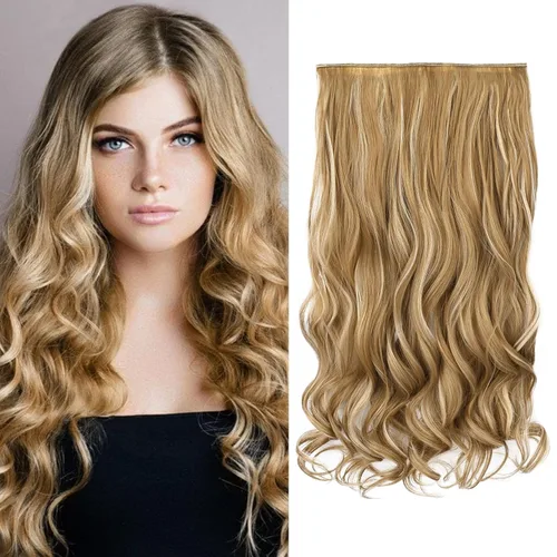 Vista 49 de REECHO Extensiones de cabello rubio, 20 pulgadas, extensiones de cabello grueso y largo con clip, extensiones de cabello sintético suave natural