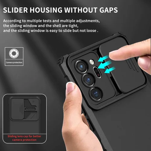 Vista 4 de Asuwish Funda para teléfono Samsung Galaxy Note 20 Ultra 5G con protector de pantalla y cubierta para cámara deslizante con soporte para celular