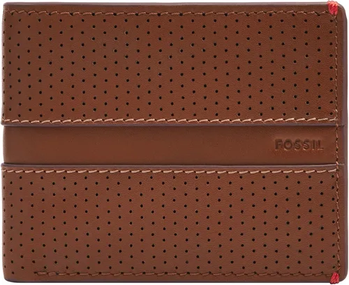 Vista 22 de Fossil Billetera plegable de cuero para hombre con ventana de identificación abatible para hombres, negro, (Black Wallet + Bracelet)