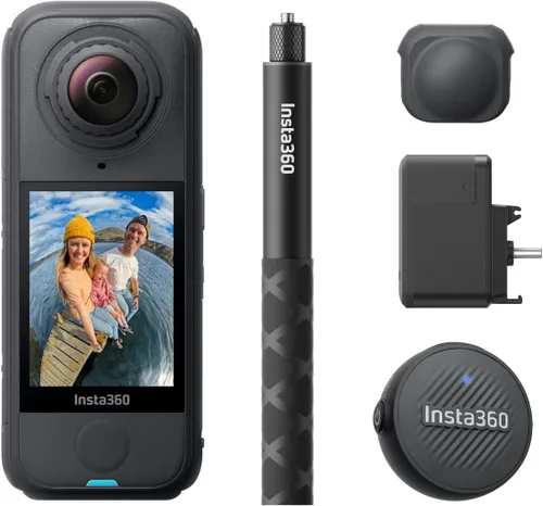 Insta360 X4 Air Kit Creador - Cámara 360 de 8K y 165g ligera, palo invisible para selfies, lentes reemplazables, dispara primero y enmarca después