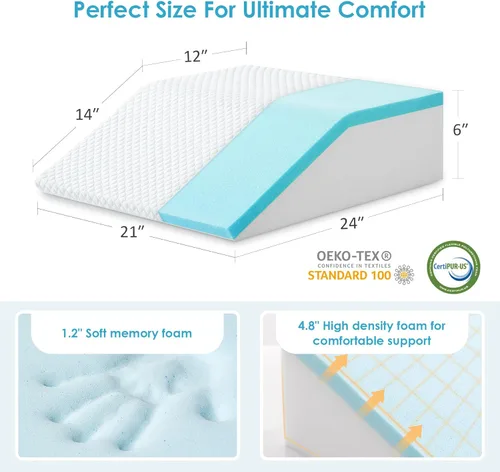 Vista 3 de Cozymaker Almohadas de elevación de piernas de 6 pulgadas para hinchazón, almohadas de espuma viscoelástica de gel refrescante para después