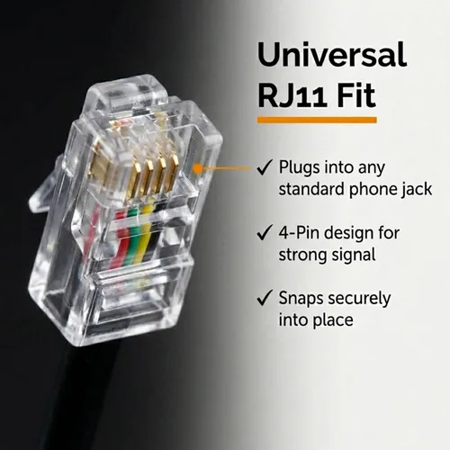 Vista 3 de iSoHo Phones: Cable de teléfono para teléfono fijo – sin problemas, cable de línea terrestre rizado para teléfono – Fácil de usar + excelente