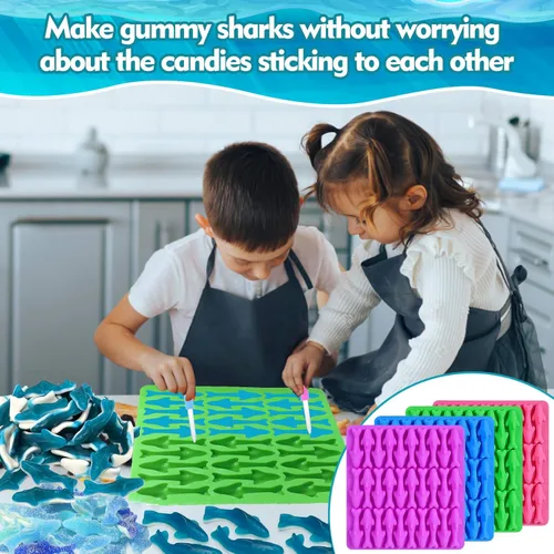 Vista 7 de Palksky Moldes de Gomitas de Tiburón de Silicona, 4 Paquetes de Moldes de Caramelo Mini Tiburón de 30 Cavidades, Molde 3D Pequeño de Gomitas de 4