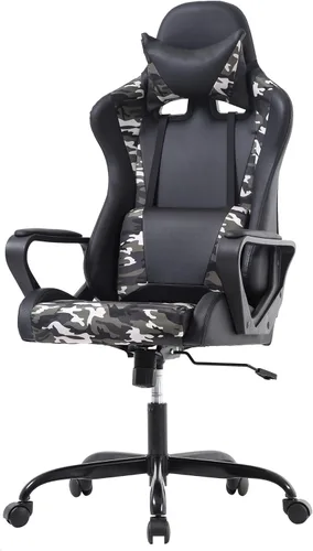 Vista 11 de PayLessHere Silla de escritorio ergonómica estilo carreras para juegos, silla de computadora con apoyabrazos, silla de escritorio de trabajo de PU