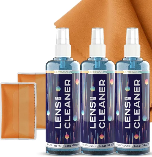 Vista 11 de Kit de spray limpiador de lentes de gel para gafas, 3 botellas de spray de gel de 1 onza + 2 paños de microfibra para limpieza, seguro para todas