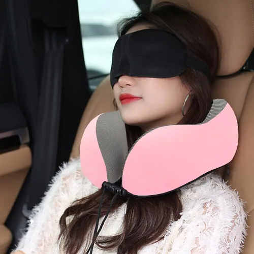 Vista 7 de Almohada de viaje, almohada cervical para dormir durante el viaje, hecha al 100% de espuma viscoelástica pura, almohada suave, cómoda y de apoyo