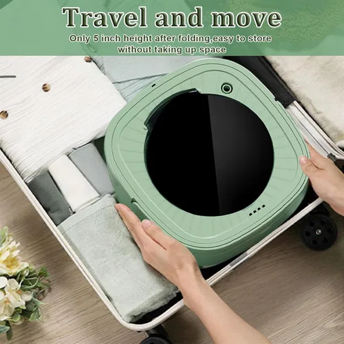 Vista 3 de Lavadora portátil, mini lavadora de 9 litros con 3 modos, limpieza profunda de ropa interior, ropa de bebé o artículos pequeños, lavadora plegable