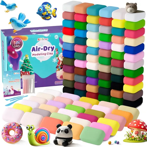 Vista 11 de ARTPAR Arcilla seca al aire en 66 colores, arcilla para modelar para niños, kit de arcilla de moldeo Model Magic DIY con herramientas de escultura