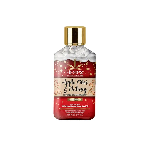 Loción corporal hidratante a base de hierbas de sidra de manzana y nuez moscada (2.25 onzas) - Mini loción corporal perfumada de otoño para mujeres de Hempz