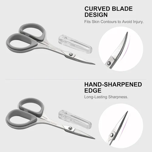 Vista 4 de PAFASON Juego de tijeras de manicura de viaje pequeñas, 2 piezas multiusos curvadas y rectas con punta de precisión para cutículas, herramienta