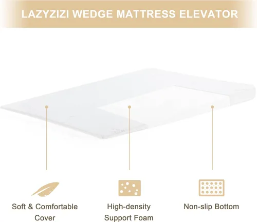 Vista 5 de Lazyzizi Elevador de Colchón de Cuña de 5 Pulgadas Cubrecolchón Inclinado para Reflujo Ácido, GERD, Dolor de Cuello y Espalda, Ronquidos, Cuña