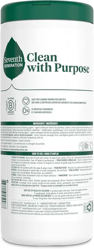Vista 2 de Seventh Generation Toallitas de limpieza multisuperficie, aroma a menta de jardín, corta grasa y mugre, 35 toallitas