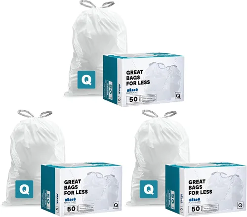 Vista 11 de Plasticplace Revestimientos para botes de basura con aroma a lavanda y vainilla suave con cordón blanco, compatibles con Code Q (200 unidades) │