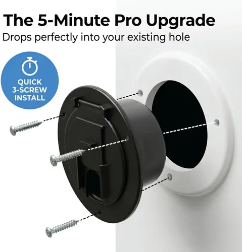 Vista 5 de Halotronics Escotilla redonda eléctrica de 4 1/4 pulgadas para cables de 30 amperios de RV (negra)