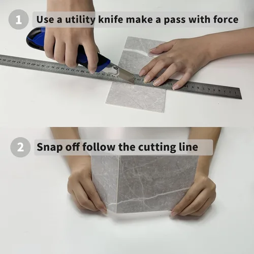 Vista 5 de 16 piezas de 4x8 pulgadas de azulejos de salpicaduras para pelar y pegar para cocina, baño, RV, engrosados con capa intermedia de espuma, gris