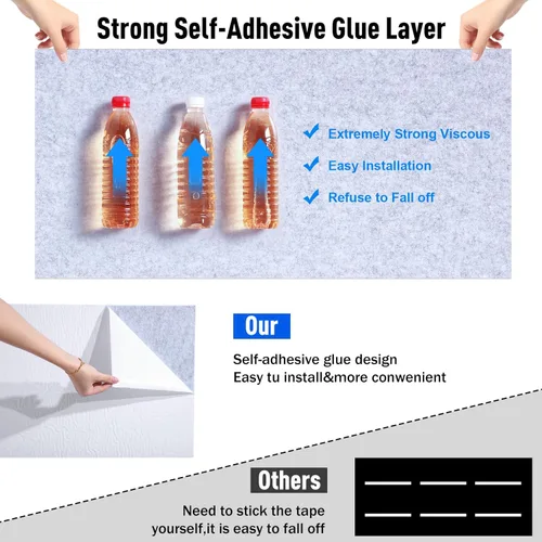 Vista 3 de Frienda Paquete de 6 paneles acústicos grandes de 47 x 24 x 0.4 pulgadas, paneles de espuma autoadhesivos de alta densidad a prueba de sonido