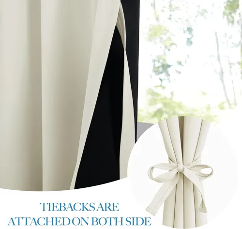 Vista 8 de RYB HOME Cortinas autoadhesivas 100% opacas para sala de estar, cortinas portátiles con cancelación de ruido temporal para dormitorio, niños