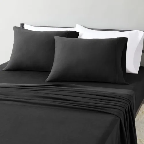 Vista 25 de Amazon Basics - Juego de sábanas de jersey 100% algodón, individual, blanco, liso