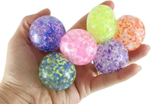 Vista 2 de Curious Minds Busy Bags 6 bolas en total, 2 paquetes de 3 pequeñas y increíbles cuentas de confeti de 1.5 pulgadas con bolas gruesas moldeables