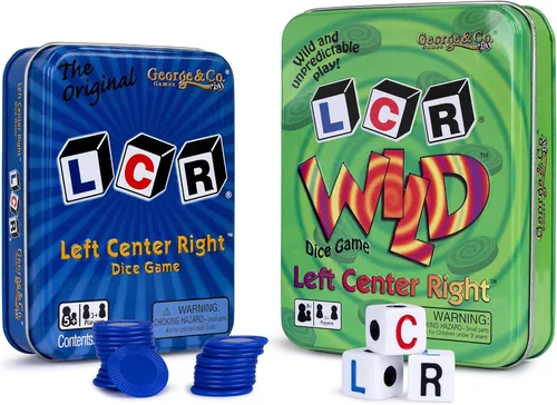 George & Company LLC LCR (centro izquierdo y derecho) en juego de dados y dados en lata verde, paquete de 2