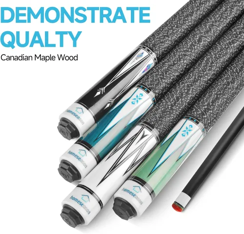 Vista 3 de HomeSeason Taco de Billar de 58" Tacos de Billar con Agarre de Hilo de Nylon Profesional de Baja Deflexión para Billar