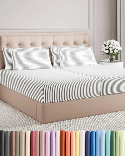 Vista 117 de Juego de sábanas Split King de 7 piezas, sábanas transpirables y refrescantes, sábanas de hotel, bolsillos profundos, ajuste fácil, suaves y sin