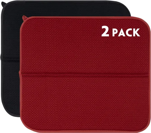 Vista 11 de Paquete de 2 tapetes de secado de platos para encimera de cocina, absorbentes, tapetes escurridor de platos de microfibra, almohadilla de secado