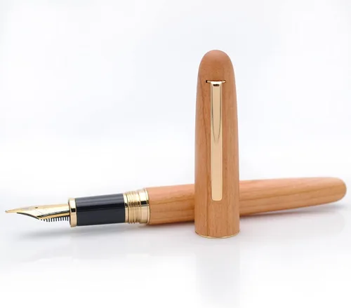 Vista 6 de JINHAO 9036 - Pluma estilográfica de madera natural hecha a mano (punta media de 0.028 in, madera de cerezo)