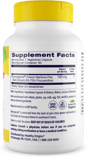 Vista 2 de Healthy Origins Pycnogenol (Nature's Super Antioxidant) 100 mg, 60