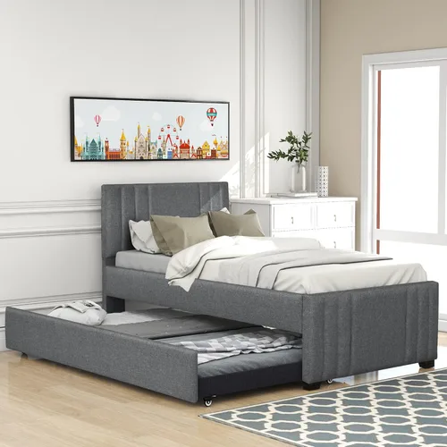 Vista 78 de SOFTSEA Cama de plataforma tapizada tamaño Queen con cajón de almacenamiento, marco de cama tapizado con cabecera con respaldo de alas, soporte