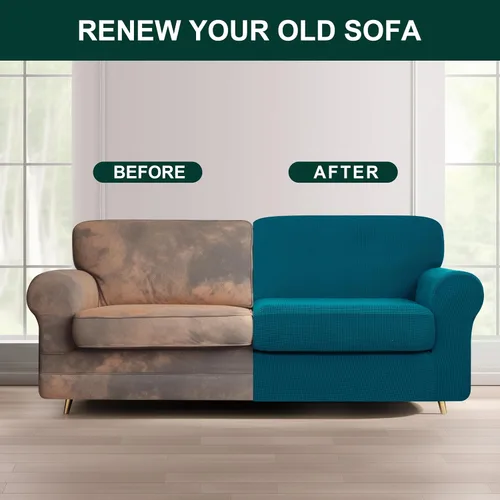 Vista 304 de CHUN YI Fundas para sofá de 7 piezas, lavables, fundas elásticas para sofá de 3 cojines con respaldo y fundas de cojín separados, protector