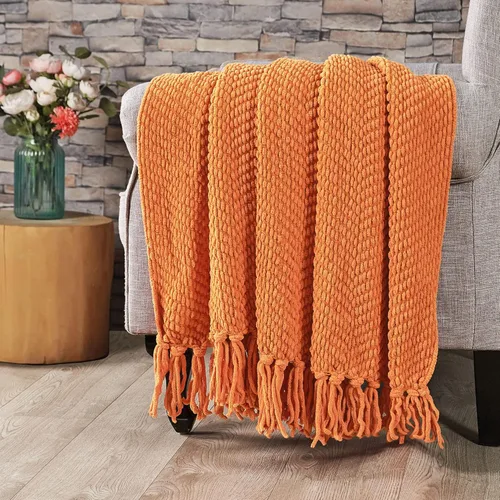 Vista 29 de Manta para sofá, funda de sofá suave de punto texturizado, manta de tweed con borlas de flecos para decoración del hogar, cama, sofá, silla, 50 x 60
