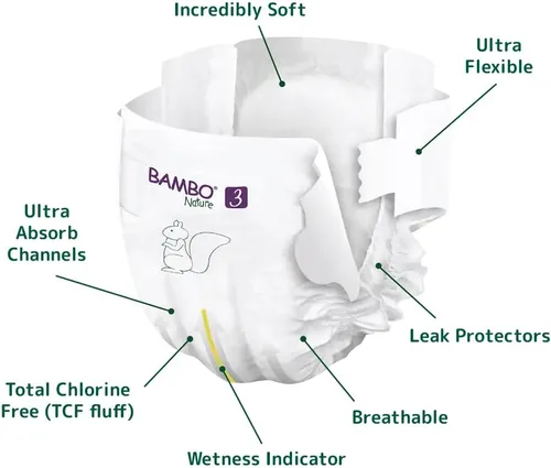 Vista 3 de Bambo Nature Premium Eco - Pañales para hombre, tamaño 3 (9-18 libras/8.8 lbs), 1000019253, 1
