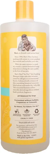 Vista 3 de BURT'S BEES FOR PETS Champú calmante para la picazón con madreselva, 2 unidades, fórmulas de origen 95% natural, champú para perros con picazón