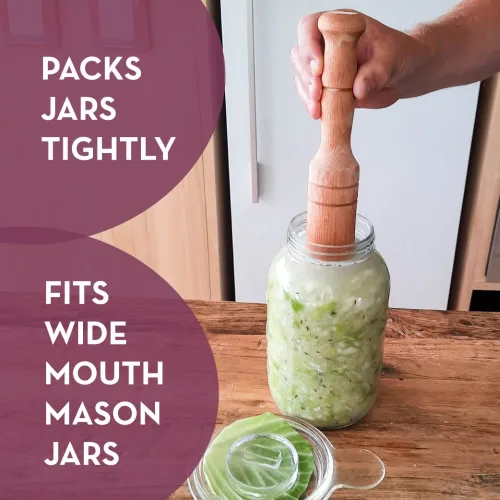 Vista 3 de Chucrut Pounder - Manipulador de madera maciza para chucrut kimchi y ablandamiento de carne