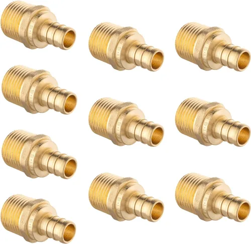 (PEX1807265-10PCS) - Juego de 10 accesorios de latón para púas Pex de 1/2 pulgada x 1/2 pulgadas, adaptador macho NPT, ASTM F1807, para agua