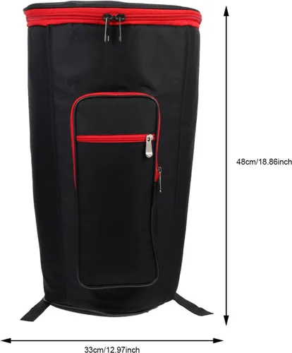 Vista 4 de Djembe - Bolsa de batería de 12 pulgadas, mochila Djembe acolchada con correa para el hombro, bolsillos para accesorios, doble capa, funda