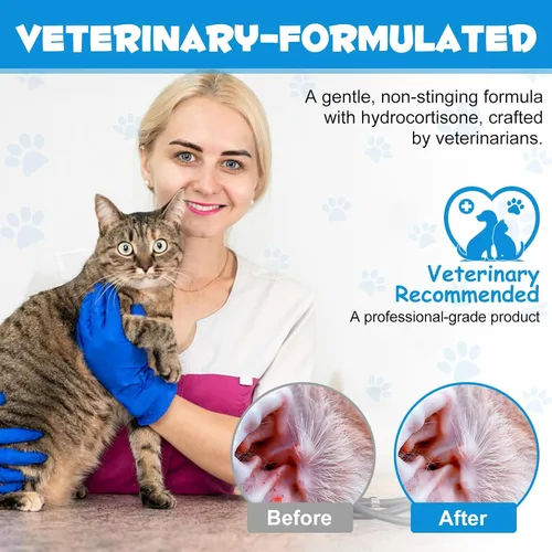 Vista 2 de Gotas de tratamiento de infección de oído de gato y perro, infecciones de oído de perro con hidrocortisona al 1% - Tratamiento de infección de oído