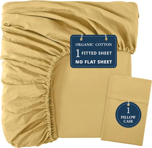 Vista 12 de LANE LINEN Sábanas ajustadas tamaño full, 100% algodón orgánico, juego de 3 piezas (1 sábana ajustada, 2 fundas de almohada), tejido percal, sábanas