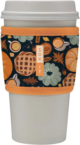 Vista 126 de Sok It HotSok Coffee & Tea - Funda de neopreno con aislamiento reutilizable (floral abstracto)