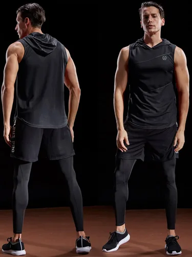 Vista 5 de NELEUS Dry Fit Workout Athletic Muscle Tank with Hoods Pack of 3