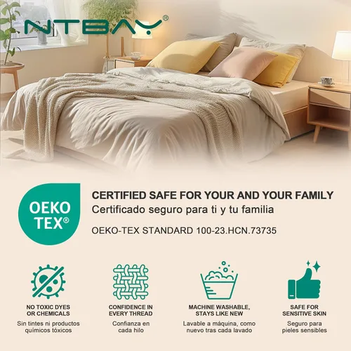 Vista 8 de NTBAY Fundas de almohada estándar, paquete de 2 fundas de almohada de microfibra cepillada de 20 x 26 pulgadas, súper suaves y acogedoras