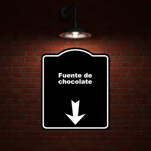 Vista 2 de Fuente de chocolate Spanish Black Sign Arrow Down Aluminum Composite Sign 8.5 x 10 inches