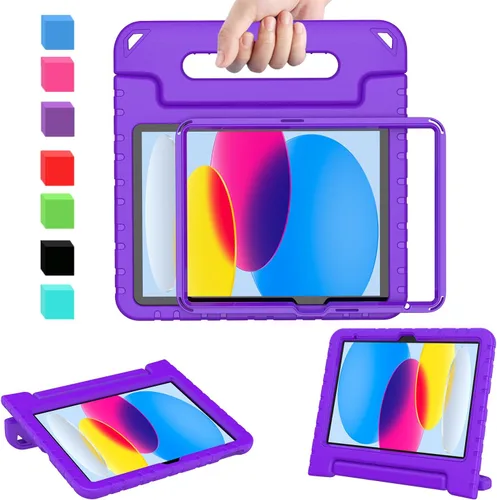 Vista 13 de AVAWO - Funda infantil para iPad de 10.9 pulgadas con protector de pantalla integrado, duradera, a prueba de golpes, ligera, con mango protector